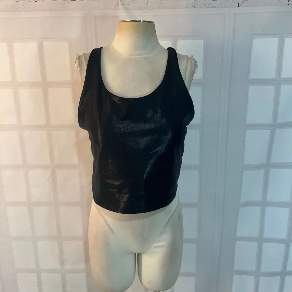 Old Navy Active Black Shiny Powersoft Light Support Longline Sports Bra Size XXL